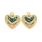 Valentine's Day Brass Micro Pave Cubic Zirconia with Synthetic Opal Pendants, with Jump Ring, Flat Round, Cadmium Free & Lead Free, Real 18K Gold Plated, 16.5x17.5x3.5mm