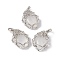Natural Quartz Crystal Pendants, Rock Crystal Pendants, Oval Charms, with Platinum Tone Brass Rose Findings, Cadmium Free & Nickel Free & Lead Free, 25~26x19~19.5x9~9.5mm, Hole: 7.5x5.5mm