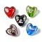Luminous Handmade Gold Sand Lampwork Beads, Glow in the Dark, Heart, Mixed Color, 20.5x20.5x12mm, Hole: 1.6mm