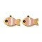 Ion Plating(IP) 316L Surgical Stainless Steel Charms, Nickel Free, with Enamel, Real 18K Gold Plated, Fish Charm, Pink, 8x12.5x1.5mm, Hole: 1mm
