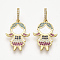 Brass Micro Pave Cubic Zirconia Pendants, Cadmium Free & Lead Free, Girl, Colorful , Golden, 24.5x16.5x1.5mm, Hole: 3.5x6mm