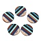 Transparent Resin & Walnut Wood Pendants, Flat Round Charms with Gold Foil, Colorful, 28x3mm, Hole: 2mm