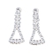 Brass Micro Pave Cubic Zirconia Stud Earrings, Triangle, Platinum, 64x24.5mm