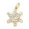 Rack Plating Brass Micro Pave Cubic Zirconia Pendants, Lead Free & Cadmium Free, Long-Lasting Plated, Snowflake Charms, with Jump Ring, Real 18K Gold Plated, 15.5x12.5x2.5mm
