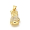 Rack Plating Brass with Cubic Zirconia Pendants, Long-Lasting Plated, Lead Free & Cadmium Free, Gloves Charms, Real 18K Gold Plated, 19x10x7mm, Hole: 4x3.5mm