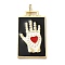 Brass Micro Pave Cubic Zirconia Pendant with Enamel, Cadmium Free & Nickel Free & Lead Free, Rectangle, Black, 45.5x25.5x2.5mm, Hole: 4.5mm