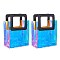 PVC Laser Transparent Bag, Tote Bag, with PU Leather Handles, for Gift or Present Packaging, Rectangle, Black, 10x7-1/8 inch(25.5x18cm), 2pcs/set