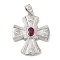 Brass Micro Pave Cubic Zirconia Pendants, Lead Free & Cadmium Free, Cross, Platinum, 36x28x4mm, Hole: 6X3mm