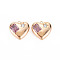 Brass Micro Pave Cubic Zirconia Pendants, Real 18K Gold Plated, Nickel Free, Heart, Flamingo, 18x19x7mm, Hole: 1.5mm