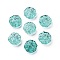 Spray Painted Transparent Glass Beads, Flower Charm, Turquoise, 15x15x6mm, Hole: 1.2mm