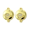 Eco-Friendly Brass Micro Pave Cubic Zirconia Connector Charm, Long-Lasting Plated, Real 18K Gold Plated, Cadmium Free & Lead Free, Flat Round with Planet, Clear, 17x12.5x2.4mm, Hole: 1.4mm