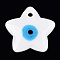Handmade Lampwork Pendants, Star with Evil Eye, White, 38x38x5.5mm, Hole: 3.5mm