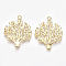 Brass Pendants, Cadmium Free & Nickel Free & Lead Free, Tree, Real 18K Gold Plated, 29x23x2mm, Hole: 1.8mm