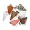Natural & Synthetic Mixed Gemstone Pendants, with 201 Stainless Steel Finding, Cone, 25x15mm, Hole: 4x7mm