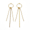 Brass Big Chain Tassel Pendants, with Ball Chains & Rhinestone Cup Chains, Nickel Free, Crystal, Real 18K Gold Plated, 95x19x2mm, Hole: 1.5mm