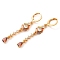 Rack Plating Golden Brass Dangle Leverback Earrings, with Cubic Zirconia, Teardrop, Colorful, 51x8mm
