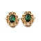 Brass Glass Beads, Cadmium Free & Nickel Free & Lead Free, Rhombus, Green, 12x12x6mm, Hole: 1.8mm