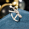 Zinc Alloy Cuff Rings, for Women, Bowknot, Silver, Inner Diameter: 21mm