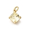 Brass Glass Charms, Rhomboid Charms, With Jump Rings Loop, Lead Free & Cadmium Free, Rack Plating, Lasting Plated, Faceted, Real 18K Gold Plated, 10x8x4mm, Hole: 2mm