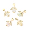 Transparent Acrylic Pendants, with Alloy Wing Beads & ABS Plastic Imitation Pearl Round Beads & Jump Ring, Angel, Mixed Color, 28mm, Hole: 4mm, Pendant: 24.5x20x6mm, Ring: 6x1mm