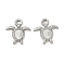 304 Stainless Steel Pendant Cabochon Settings, Turtle, Stainless Steel Color, Tray: 4x3.5mm, 11x10.5x1.5mm, Hole: 1.4mm
