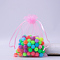 Rectangle Organza Drawstring Bags, Pearl Pink, 12x9cm