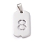 Non-Tarnish 304 Stainless Steel Pendants, Rectangle with Number, Stainless Steel Color, Num.8, 27.5x14.5x1.5mm, Hole: 7.5x3mm