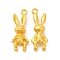 Rack Plating Alloy Pendants, Lead Free & Cadmium Free & Nickel Free, Rabbit Charm, Matte Gold Color, 30.5x11.5x6mm, Hole: 2.2mm