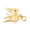 Brass Pendants, with Jump Ring, Cadmium Free & Nickel Free & Lead Free, Bird, Real 18K Gold Plated, 17.5x16x3.5mm, Hole: 3.5mm