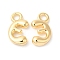 Brass Charms, Real 18K Gold Plated, Letter E, 13x7.5x3mm, hole: 2.5mm