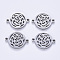 Tarnish Resistant 201 Stainless Steel Links Connectors, Laser Cut, Flat Round with Rose Flower, Stainless Steel Color, 15x20x1.5mm, Hole: 1.6mm