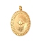 304 Stainless Steel Pendants, Ion Plating(IP), Oval with Star Charm, Real 18K Gold Plated, 24x15.5x2.5mm, Hole: 2.5mm