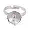 Tarnish Resistant Adjustable 304 Stainless Steel Finger Rings Components, Diamond, Stainless Steel Color, US Size 8 1/2(18.5mm), 3~13.5mm, Fit For 12mm Rhinestone