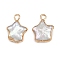 Natural Keshi Pearl Pendants, Star Charms, with Brass Findings, White, Golden, 15~15.5x11~11.5x4.5mm, Hole: 1.8mm