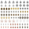 92PCS 23 Style Alloy Pendants, Mixed Color, 12~27x8~28x1~3mm, Hole: 1.2~3mm