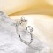 Dolphin Brass Micro Pave Cubic Zirconia Cuff Rings for Women, with ABS Imitation Pearl, Lead Free & Cadmium Free, Platinum, Inner Diameter: Adjustable