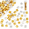 140Pcs 2 Colors Electroplated Glass Seed Beads, 2-Hole, Rectangle, Mixed Color, 5x4.5~5.5x2~2.5mm, Hole: 0.5~0.8mm, 70pcs/color