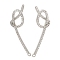 Rack Plating Brass Micro Pave Cubic Zirconia Studs Earring Findings, Long-Lasting Plated, Lead Free & Cadmium Free, Platinum, 34x12.5mm, Hole: 1.2mm, Pin: 0.8x11mm
