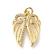 Brass Micro Pave Clear Cubic Zirconia Pendants, Wing Charms, with Jump Ring, Golden, 21.5x16x2mm, Hole: 3mm