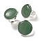 Natural Green Aventurine Round Adjustable Rings, Lead Free & Cadmium Free, Silver Plated Brass Finger Rings for Women Men, Round: 28mm, Inner Diameter: 18mm