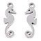 Tarnish Resistant 304 Stainless Steel Charms, Sea Horse, Stainless Steel Color, 15x4.7x1mm, Hole: 1mm