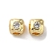 Brass Micro Pave Cubic Zirconia Beads, Cadmium Free & Nickel Free & Lead Free, Square, Clear, 4.5x4.5x4.5mm, Hole: 2mm