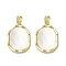 Brass Pave Shell Pendants, Geometric Charms, Real 18K Gold Plated, Polygon, 22x15.5x2mm, Hole: 3x5mm