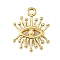 304 Stainless Steel Pendants, Ion Plating(IP), Eye Charms, Real 14K Gold Plated, 18x14x1.5mm, Hole: 1.8mm