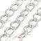 Aluminium Texture Curb Chains, Unwelded, with Spool, Platinum, 22.5x17x1.5mm, about 32.81 Feet(10m)/Roll