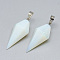 Opalite Pendants, with Platinum Tone Brass Findings, Bicone, 36~38x16.5x14.5~15mm, Hole: 5x8mm