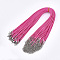 Waxed Cord Necklace Making, with Zinc Alloy Lobster Clasps, Platinum, Deep Pink, 17.8 inch~18 inch(45.5~46cm), 2mm