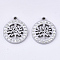 201 Stainless Steel Pendants, with Polymer Clay Crystal Rhinestone, Flat Round with Tree of Life, Stainless Steel Color, 17x15x2mm, Hole: 1.6mm