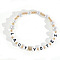 Minimalist ABS Imitatiom Pearl Round Beads Stretch Bracelets for Women, Word Lady Votes, with Acrylic & Brass, White, Inner Diameter: 6-7/8 inch(17.5cm)