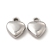 Non-Tarnish 304 Stainless Steel Charms, Heart Charm, Stainless Steel Color, 7.5x6x2mm, Hole: 1.2mm
